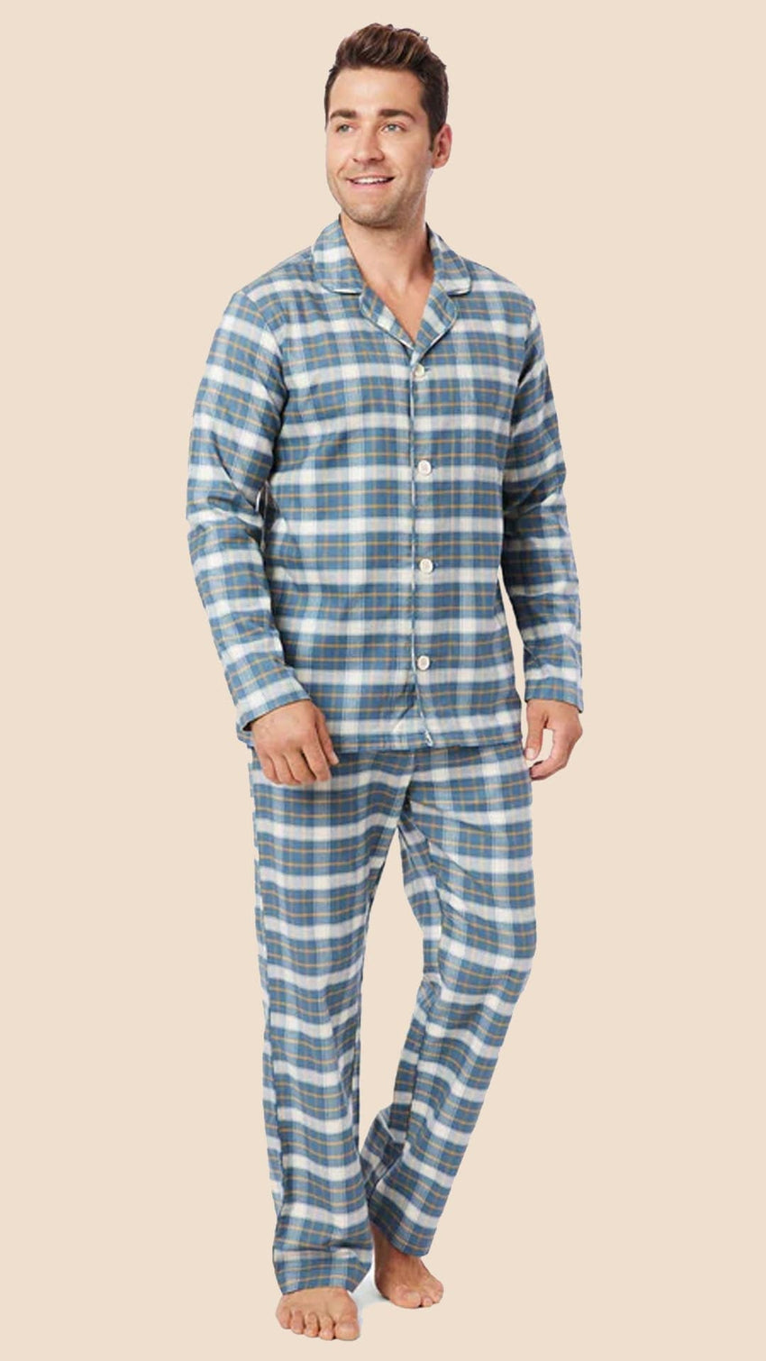 Sun Valley Men's Pima Flannel Pajama Main Blue