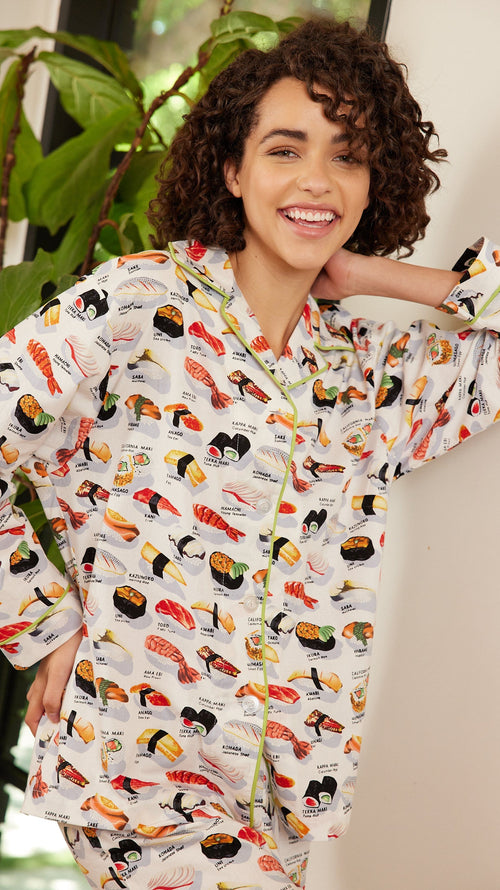 Sushi Flannel Pajama - White