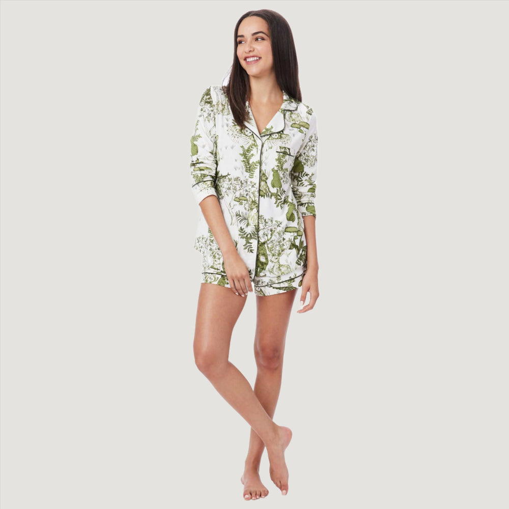 Woodside Pima Knit Long-Sleeved Short Set Main White