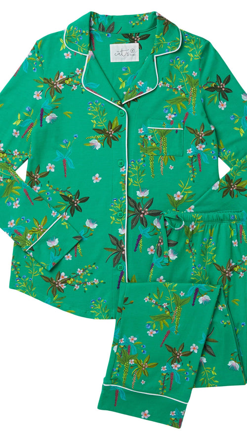 Aurora's Garden Pima Knit Pajama Description Green