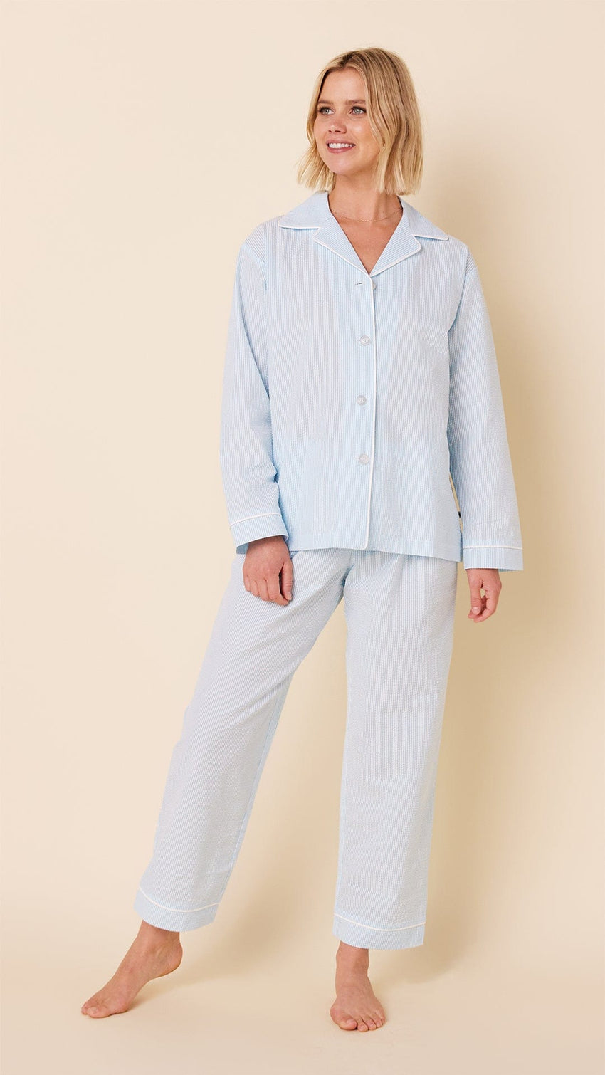 Seersucker Stripe Pajama - Blue – The Cat's Pajamas