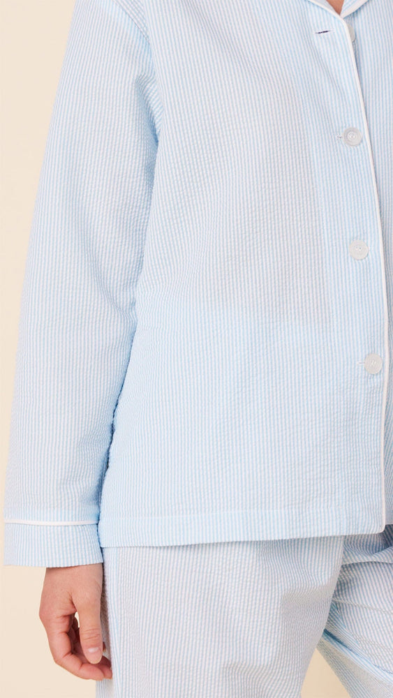 Seersucker Stripe Pajama Wide Blue