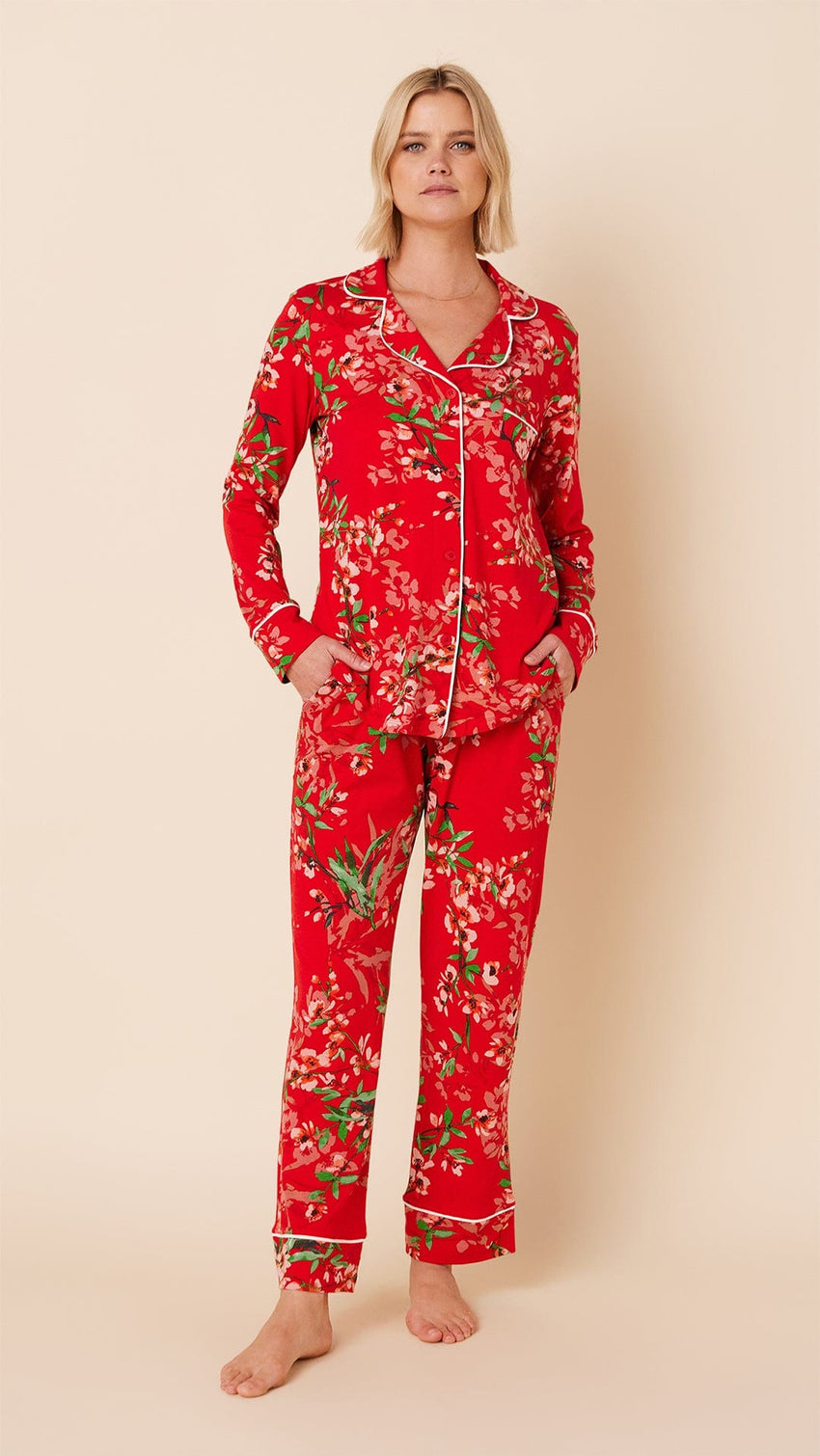 Cherry Quince Pima Knit Pajama Main Red