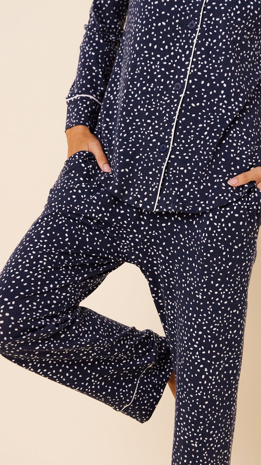 Confetti Dot Pima Knit Pajama - Navy Extra Navy