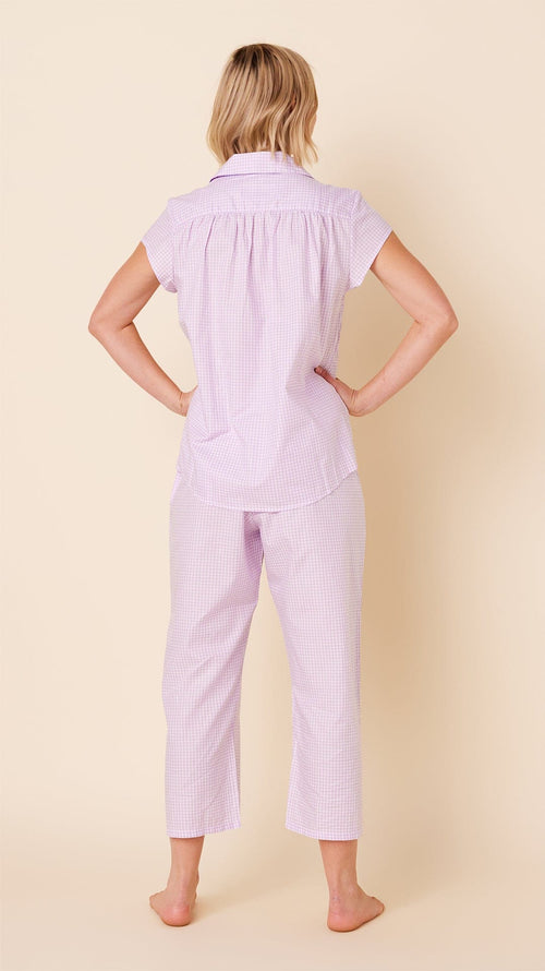 Hue Morning Stripe Capri Pajama Pants in Pink