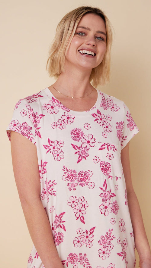 Malia Pima Knit Short-Sleeved Sleep Shirt Extra Pink
