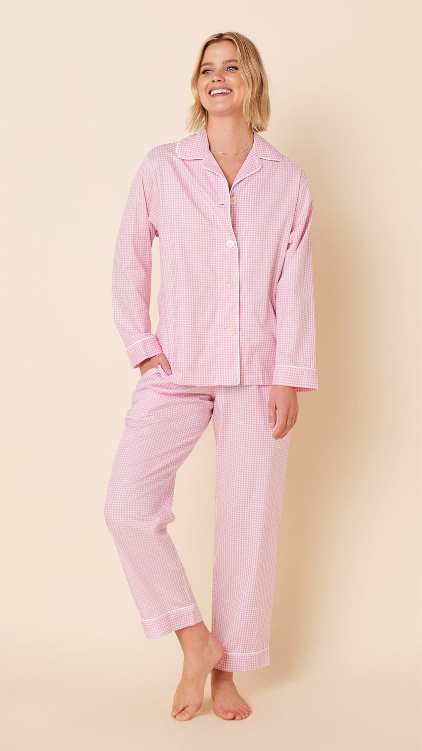 Pink Raccon Pj Classic Gingham Luxe Pima Pajama - Pink – The Cat's Pajamas