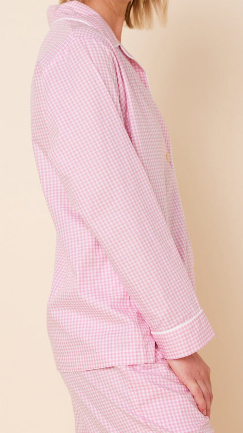 Ladies Classic Stripe Pyjamas (Pink)