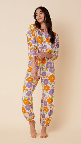 Popping Pansies Pima Knit Pullover Set