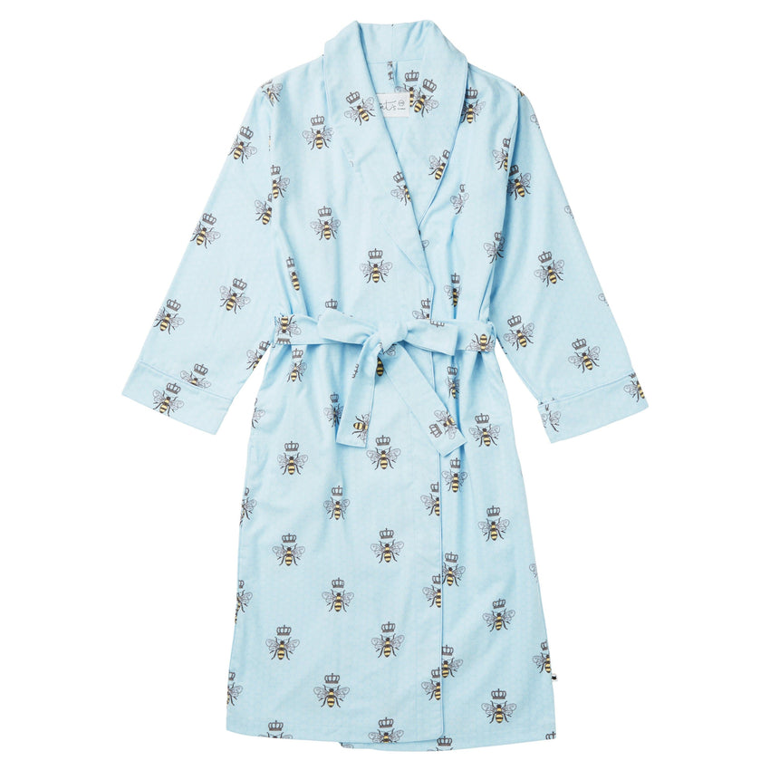 Queen Bee Flannel Robe Extra Wide Blue