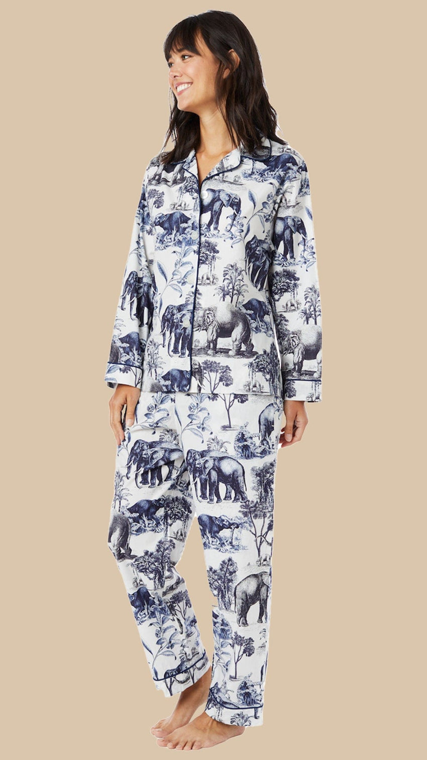 Safari Toile Luxe Pima Cotton Pajama - Blue Main White
