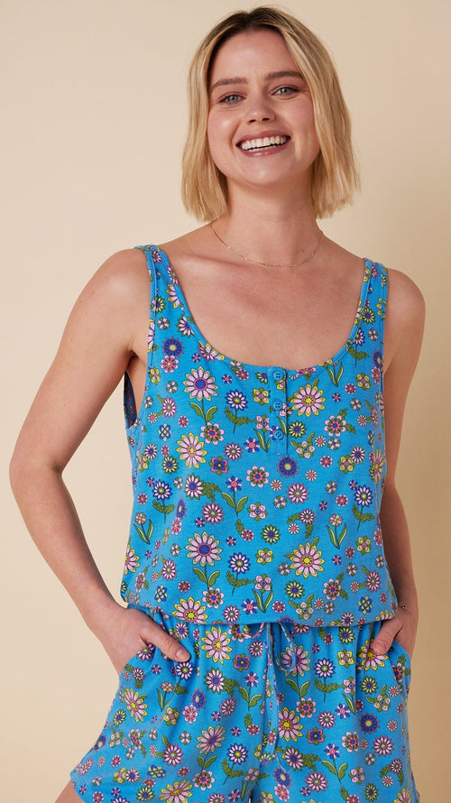 Stevie Pima Knit Romper Main Blue