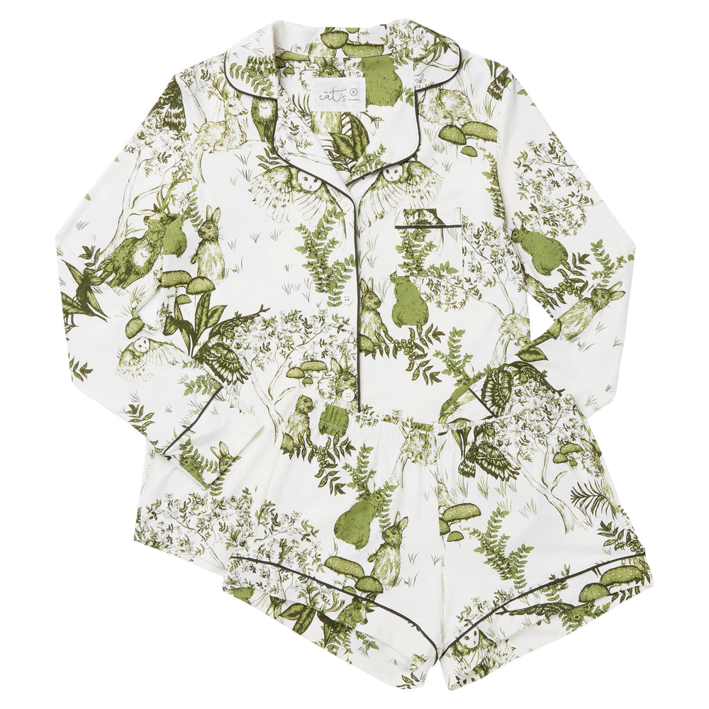 Woodside Pima Knit Long-Sleeved Short Set Hover White